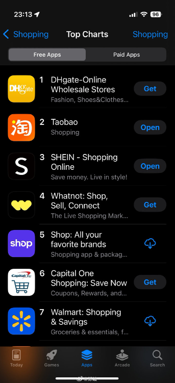 中国电商APP风靡美国 包揽下载榜前三
